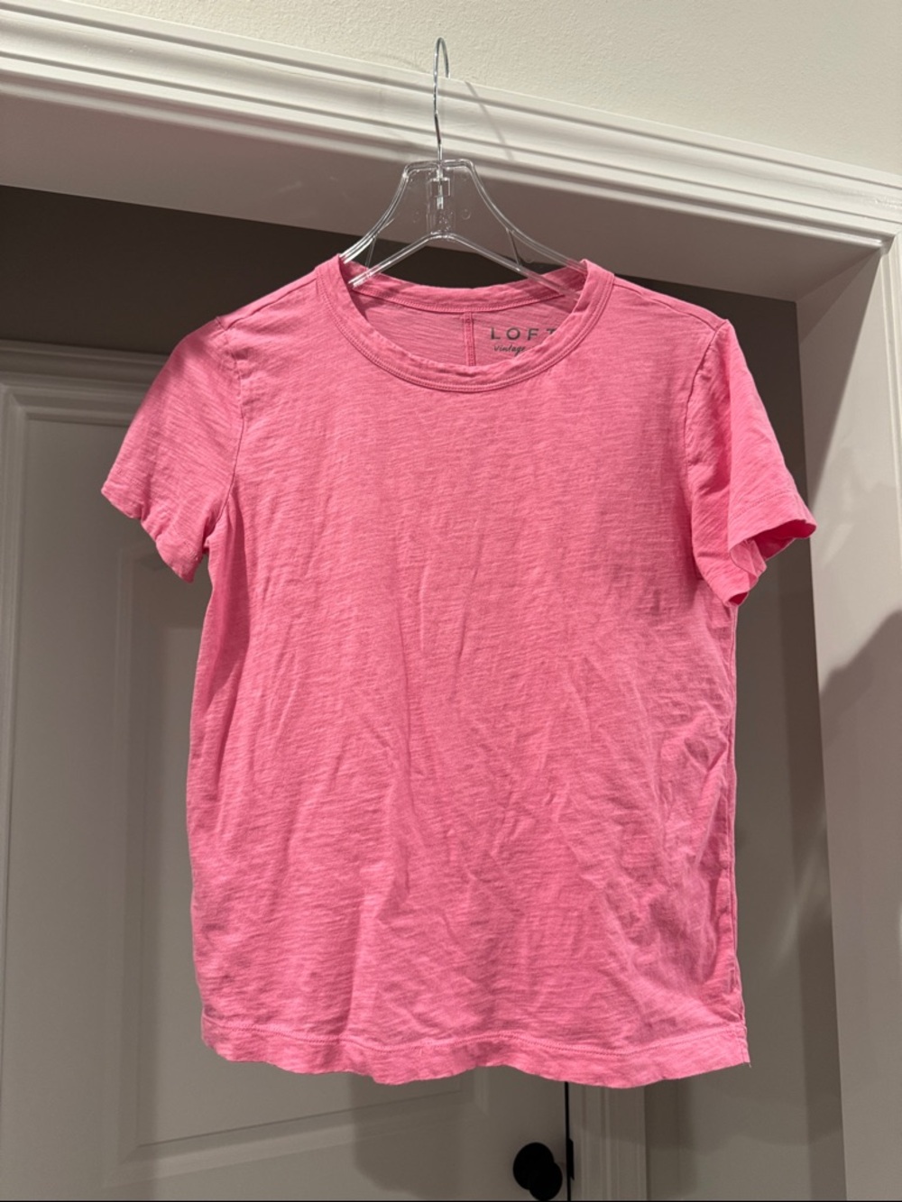 LOFT Pink Slub Knit Crewneck Tee